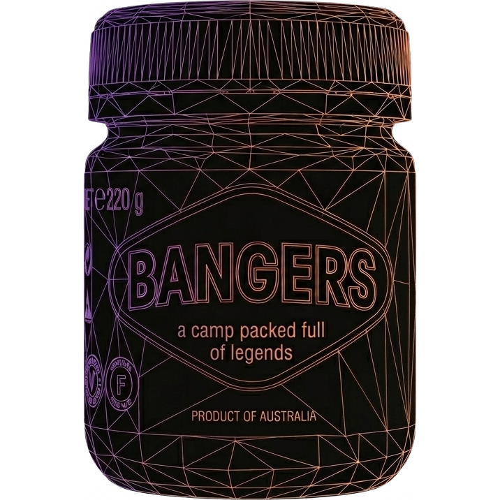 Bangers Only wireframe Vegemite jar